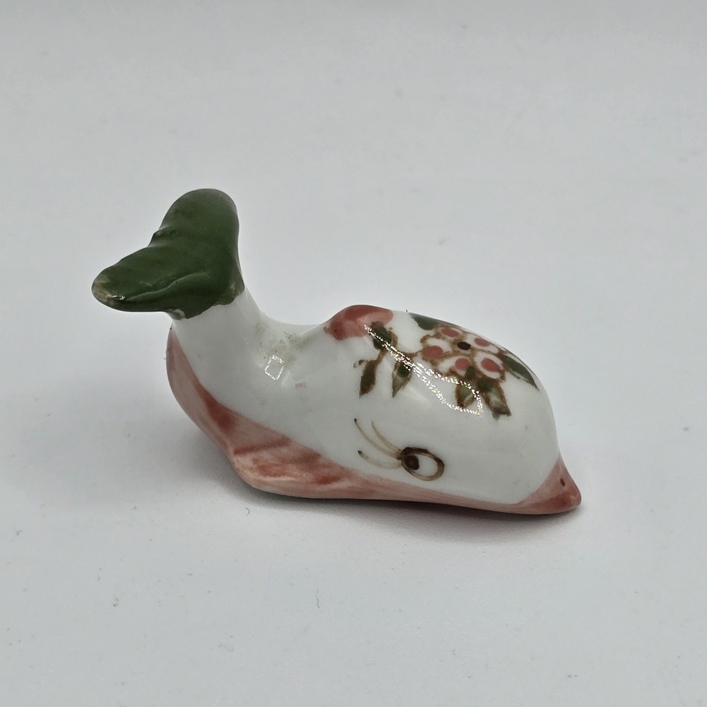 Vtg Multi Floral White Miniature Mini Dolphin Whale Fish Figurine Figure
